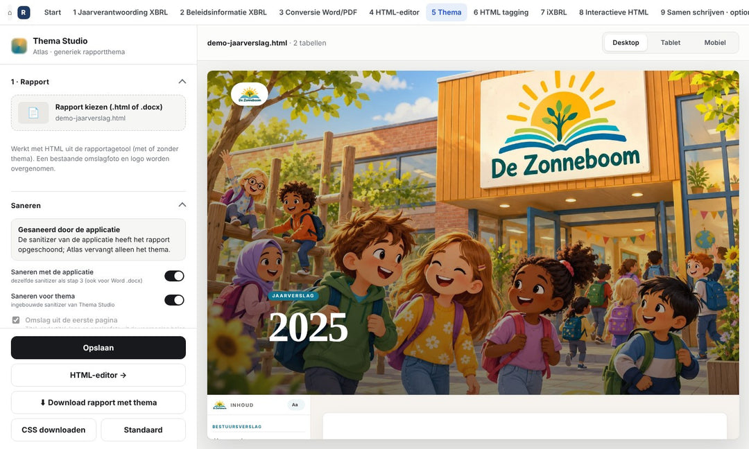 OCW iXBRL rapportage – Thema Studio: huisstijl voor bestuursverslag en jaarverantwoording